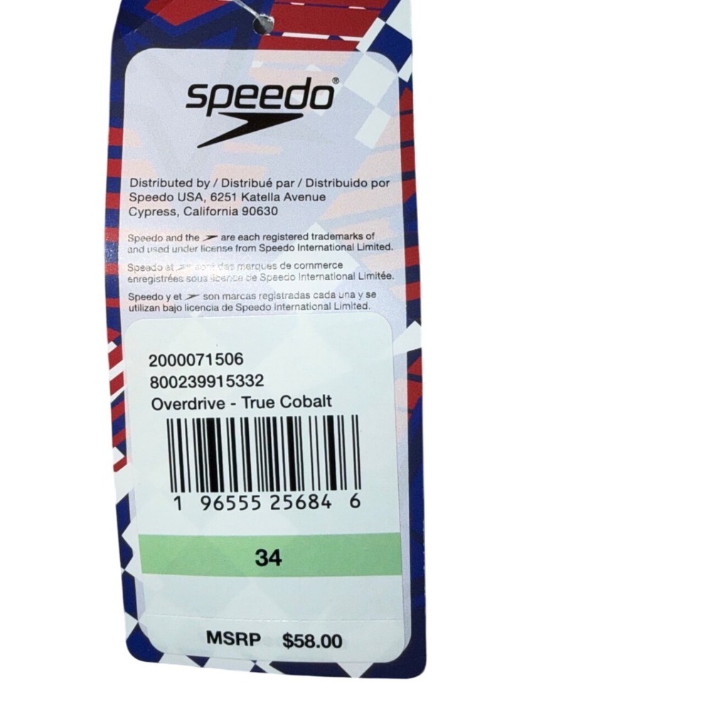 Speedo Overdrive True Cobalt One Piece Swimsuit Athletic Stars Checkered Sz 34‎ - Picture 4 of 6